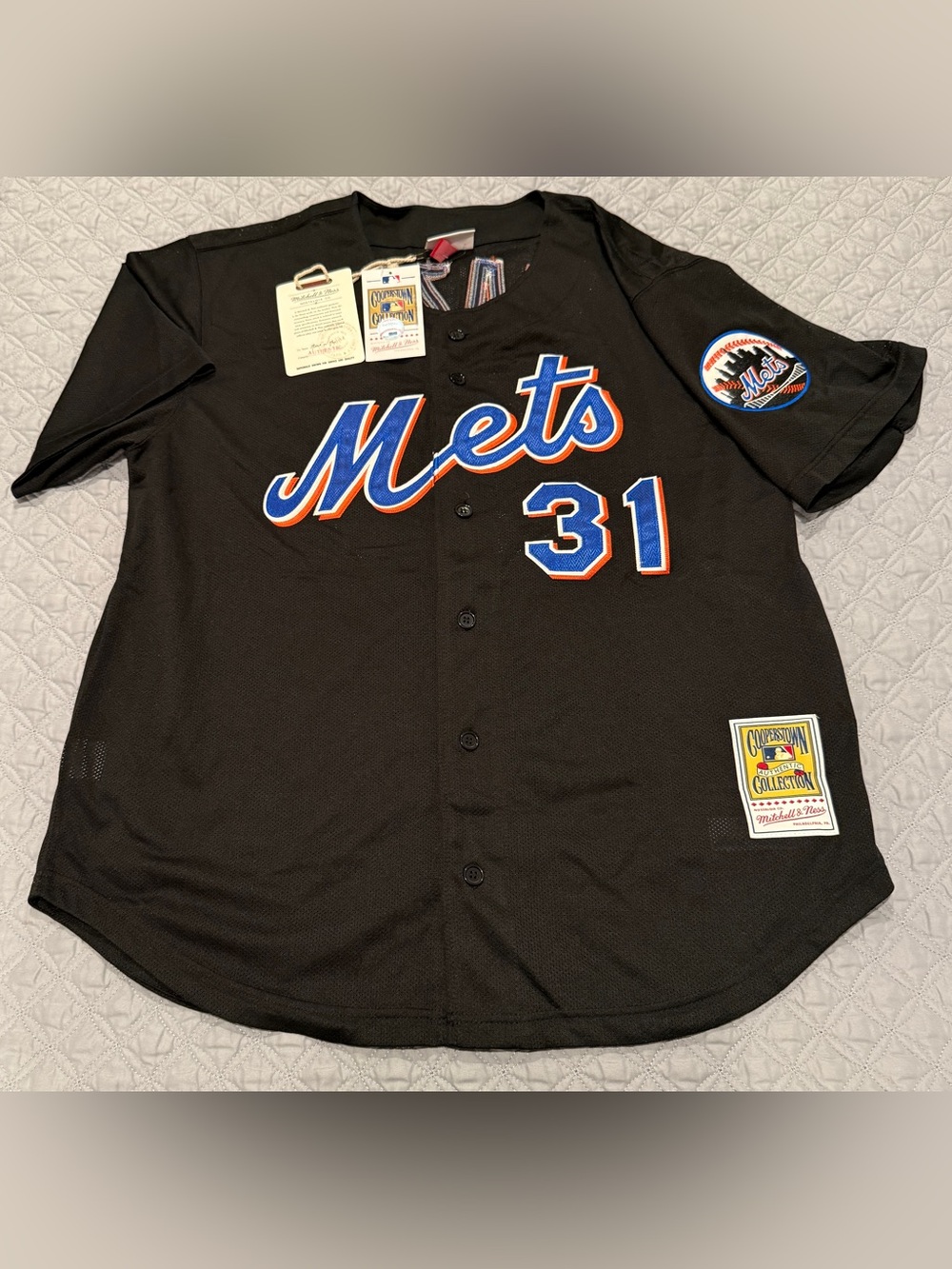 Mitchell & Ness New York Mets Mike Piazza #31 Black MLB Jersey Men’s 48 XLT